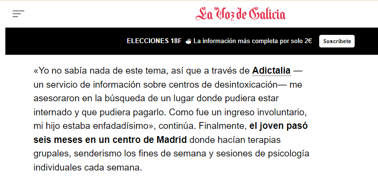 Mención en La Voz de Galicia a Adictalia