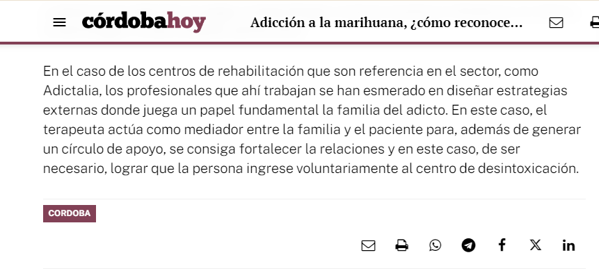 Mención en Córdoba Hoy a Adictalia