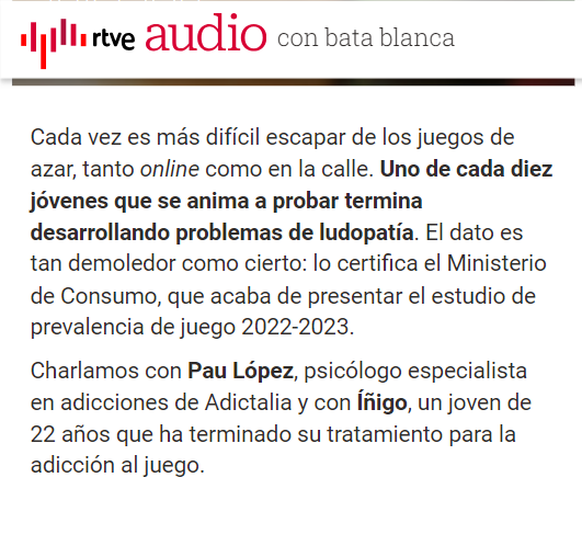 Mención en RTVE a Adictalia